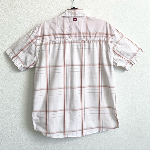 Ecko Unltd Men's White & Red Plaid Short Sleeve Button Up Pocket Shirt - Picture 2 of 11